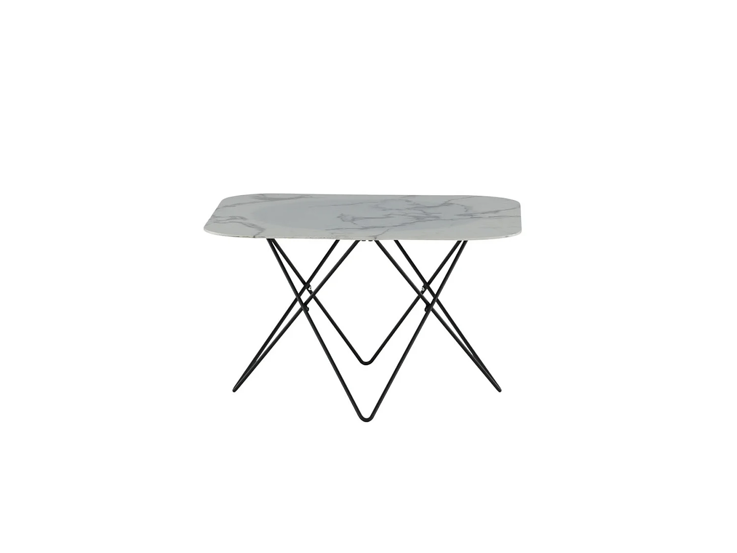 Table Basse en Verre Marbré "Tristar" 80cm Blanc