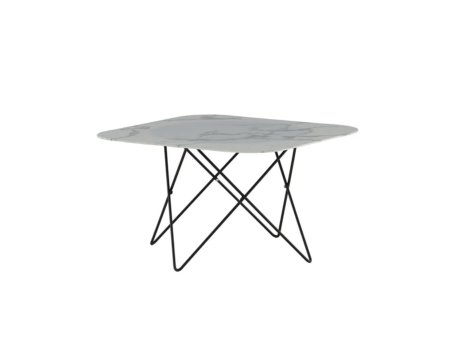 Tristar Couchtisch 80x80 cm Glas weiß Marmor dekor.