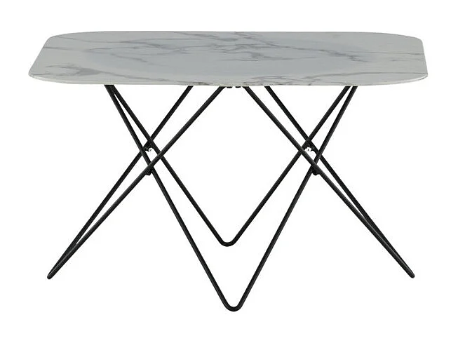 Table Basse en Verre Marbré "Tristar" 80cm Blanc