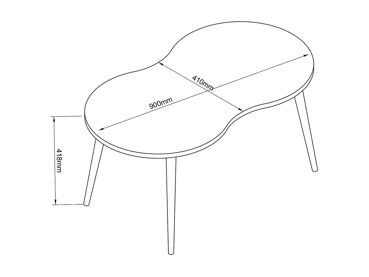 Side table & coffee table Barilo White H. 42 x W. 90 x D. 41 cm