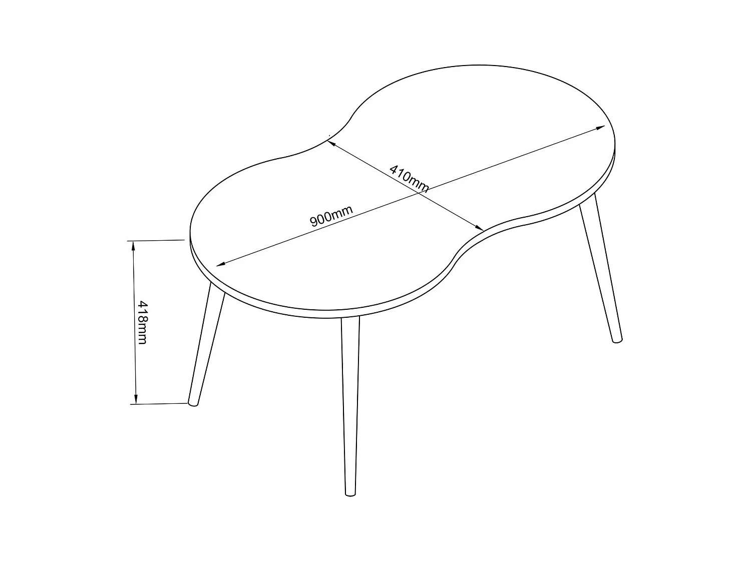 Side table & coffee table Barilo White H. 42 x W. 90 x D. 41 cm