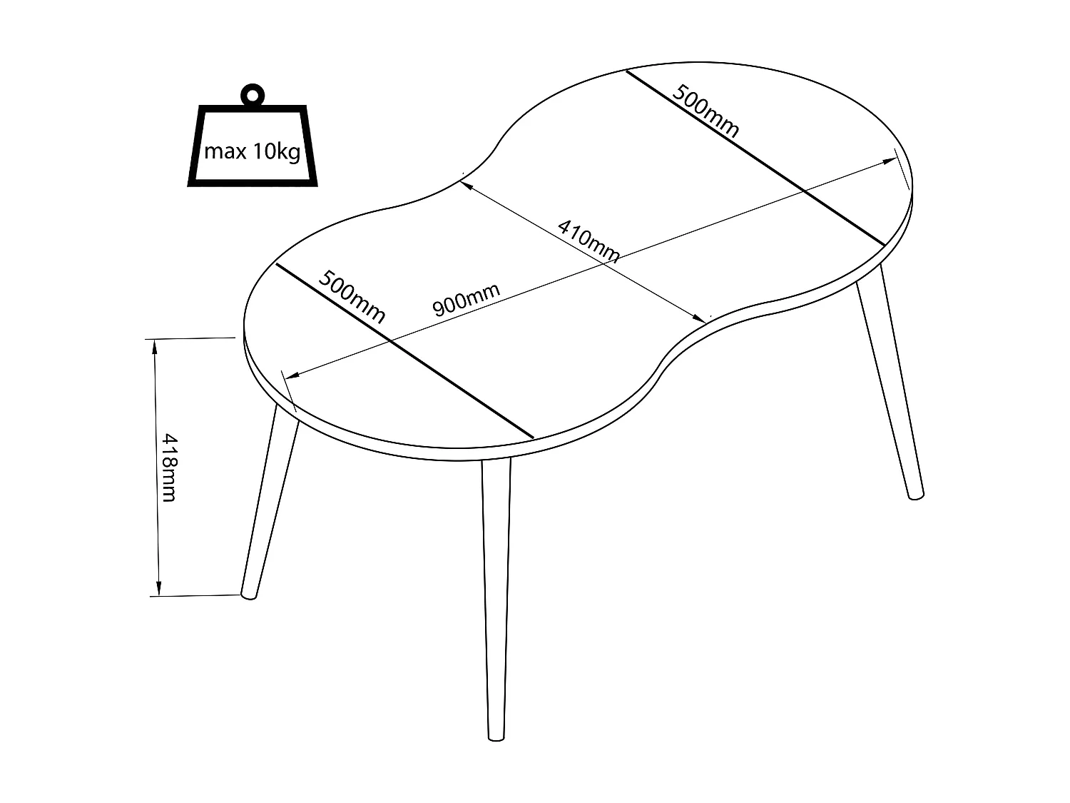 Side table & coffee table Barilo White H. 42 x W. 90 x D. 41 cm