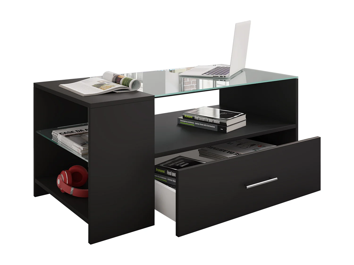 Side table & coffee table Tindala Black H. 45 x W. 100 x D. 50 cm