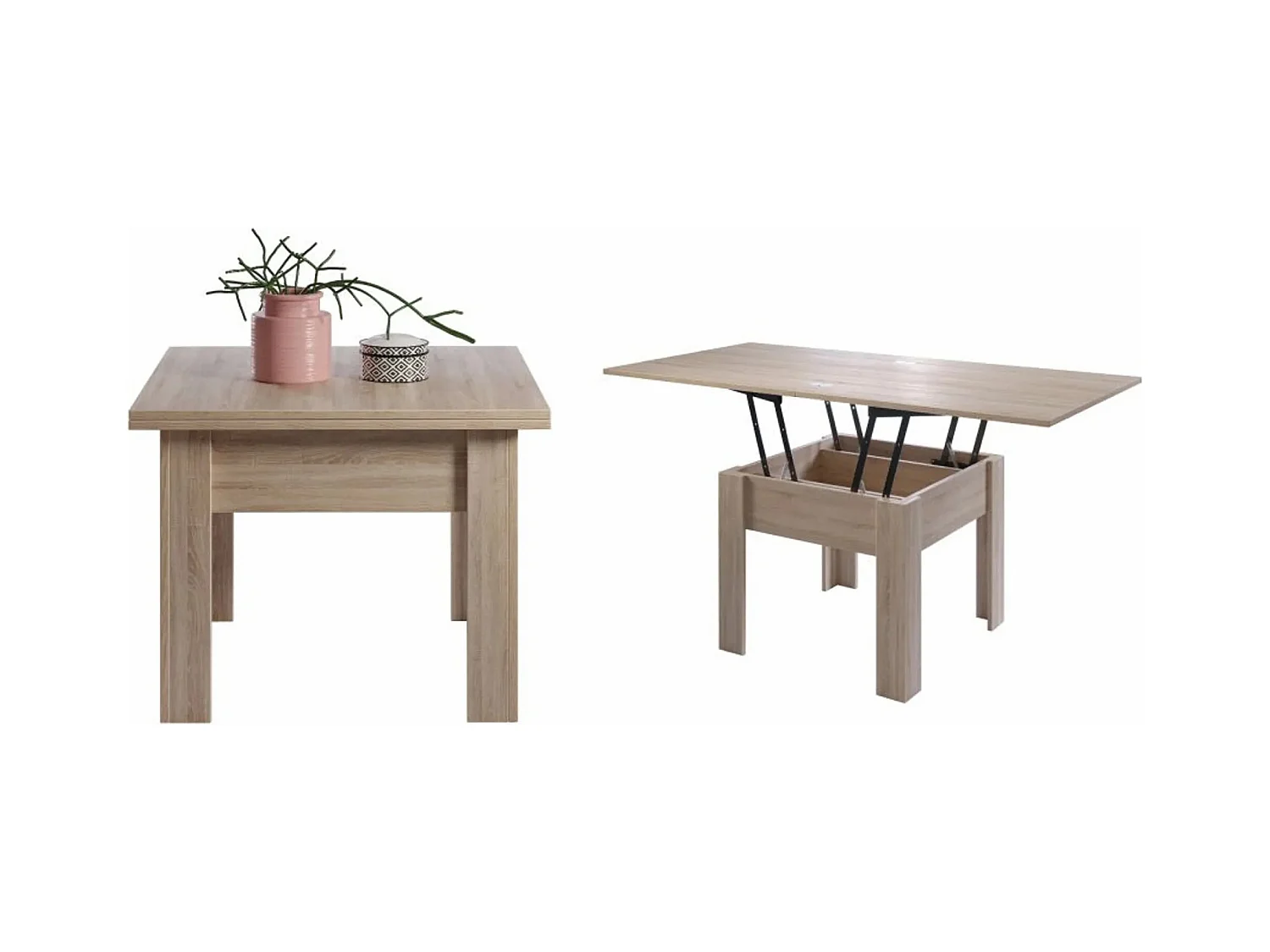 Table extensible rectangle 70 à 140cm bois clair Jona