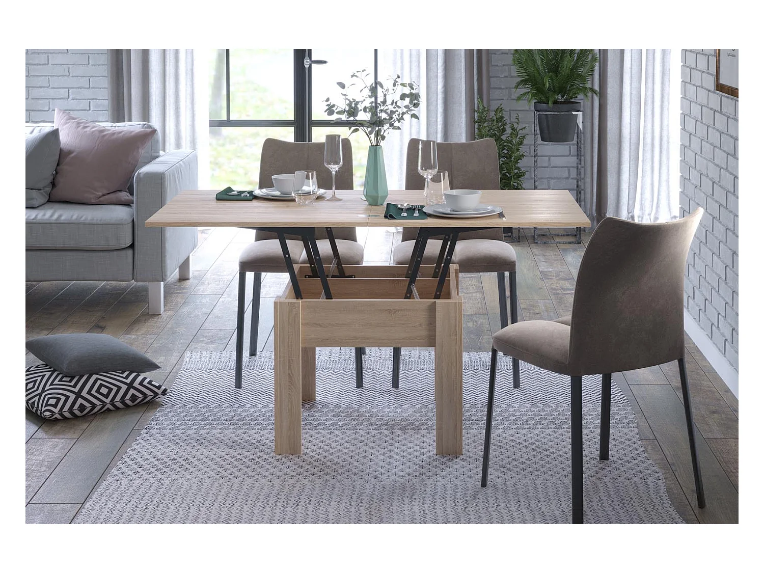 Table extensible rectangle 70 à 140cm bois clair Jona