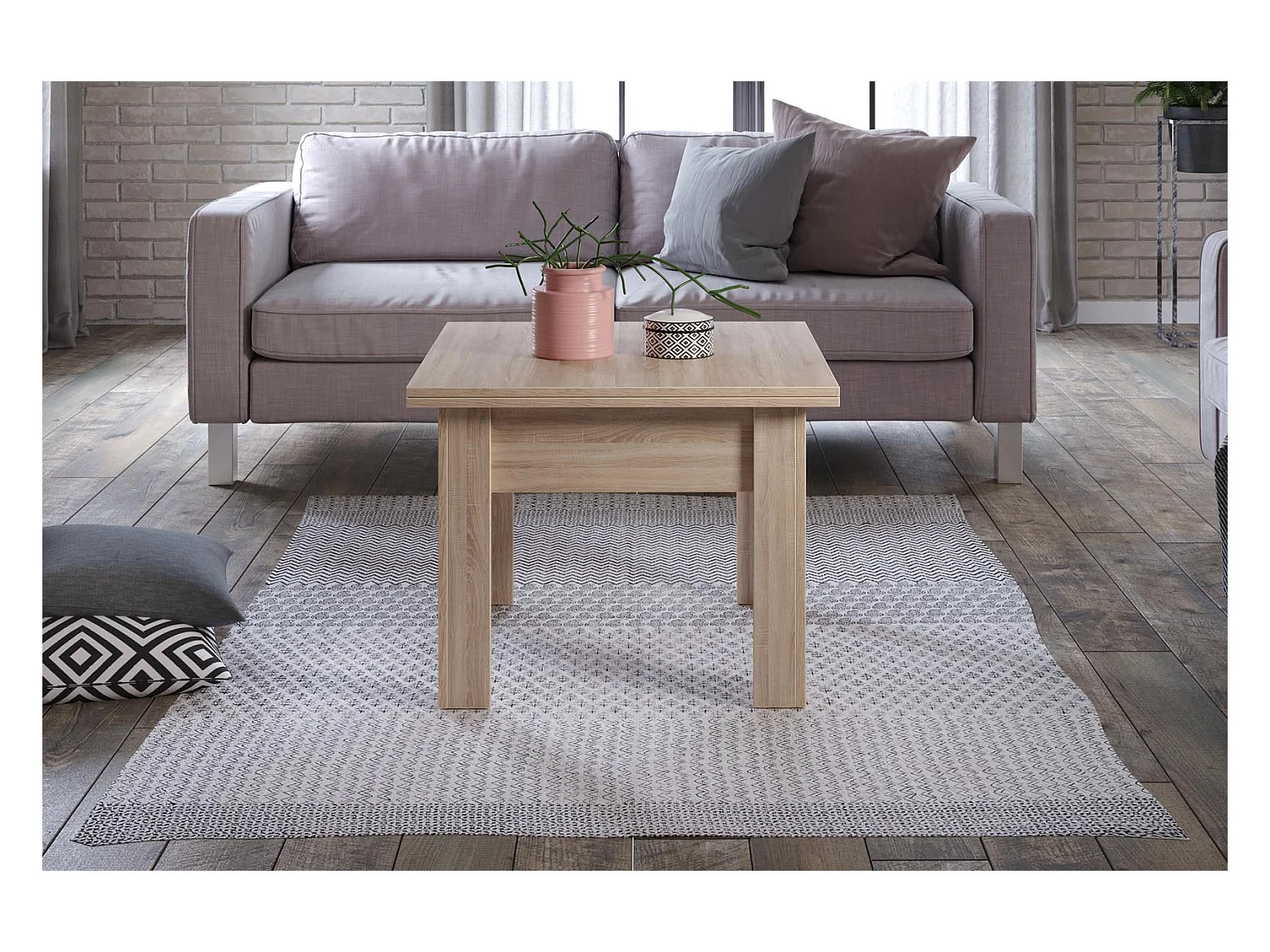 Table extensible rectangle 70 à 140cm bois clair Jona