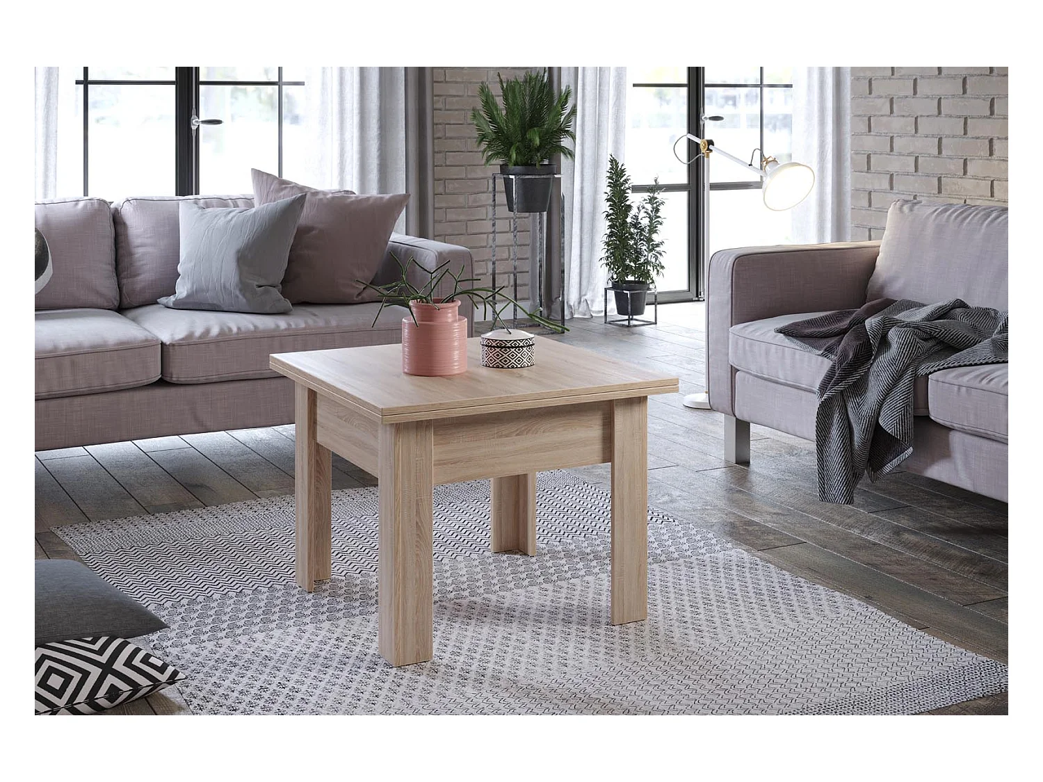 Table extensible rectangle 70 à 140cm bois clair Jona