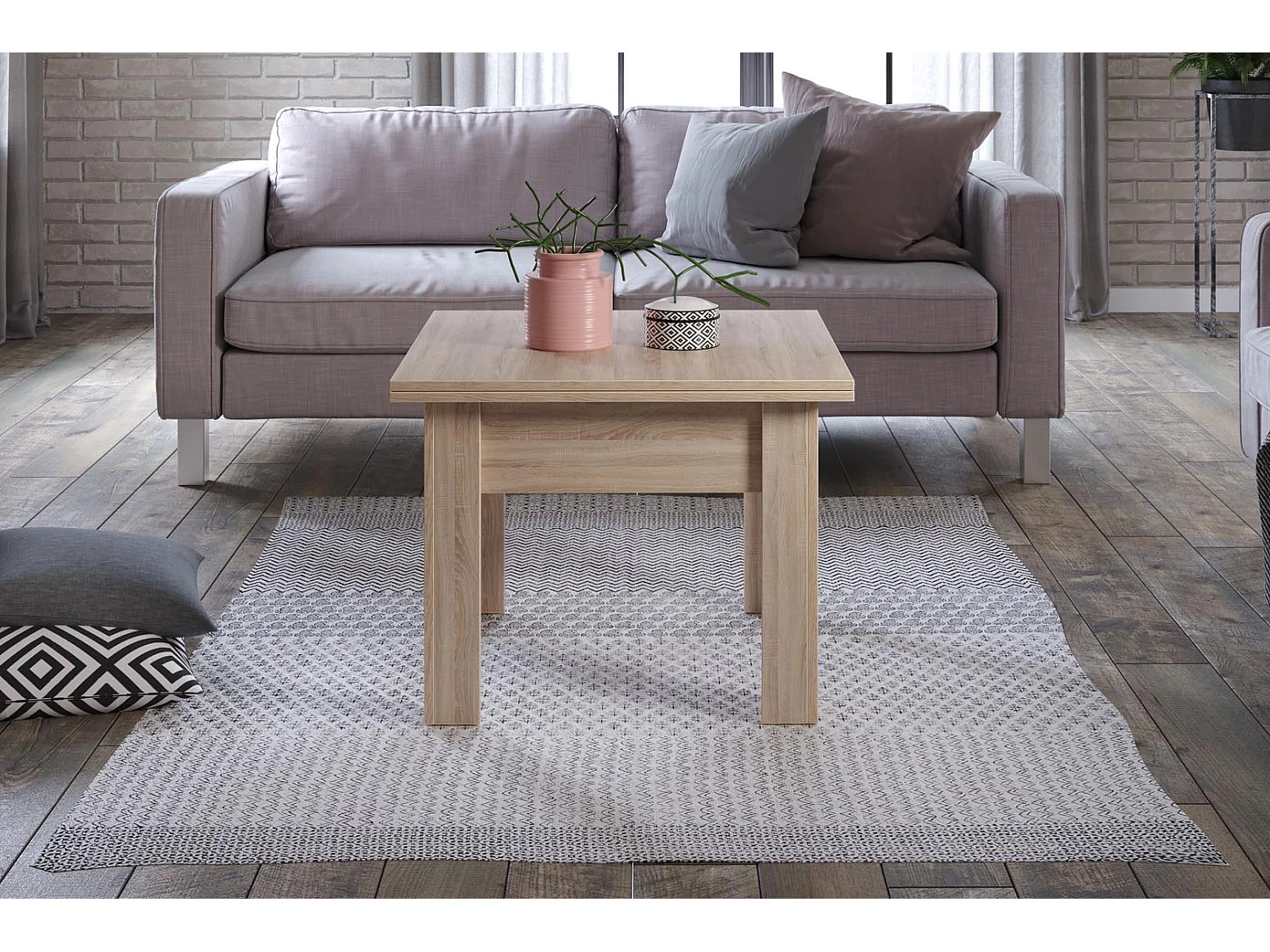 Table extensible rectangle 70 à 140cm bois clair Jona