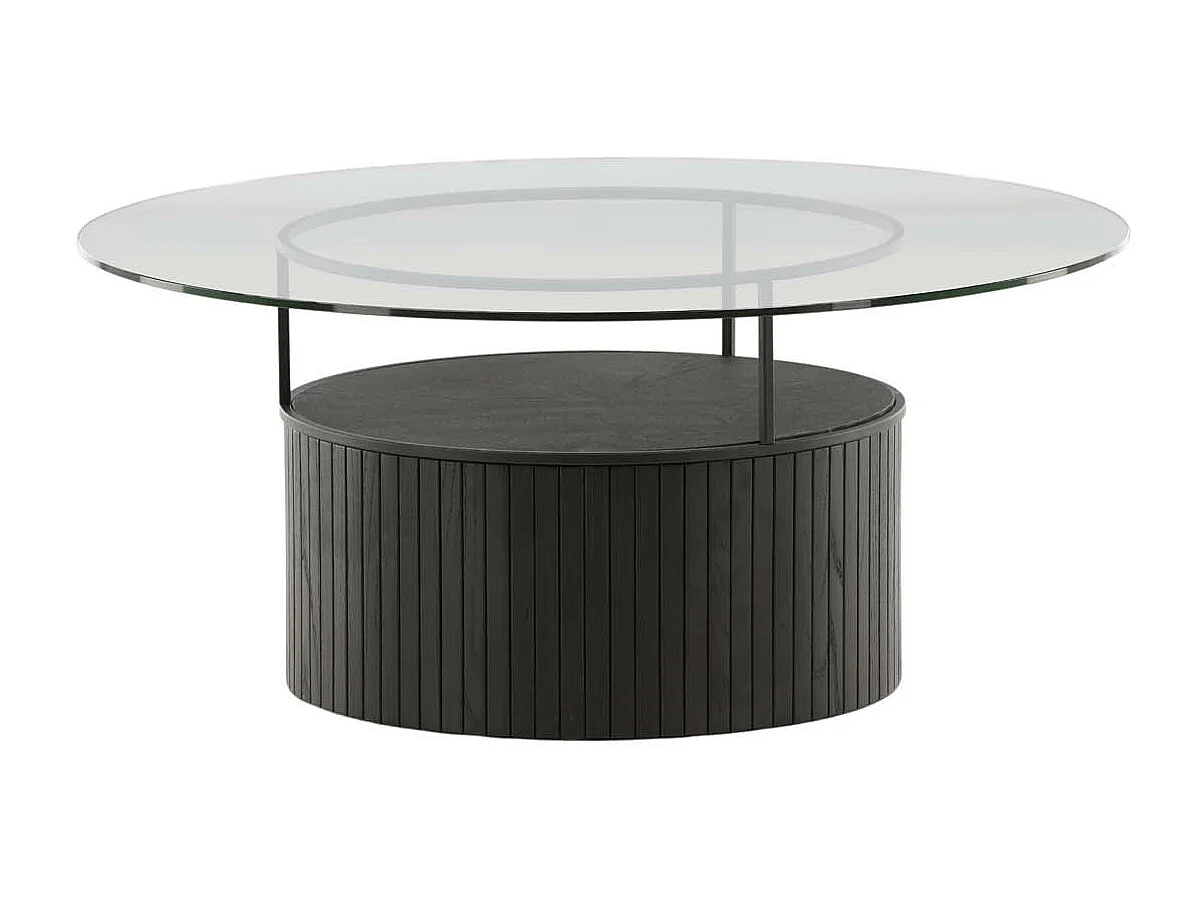 Table Basse en Verre "Bovall" 90cm Noir