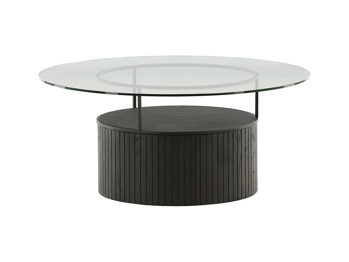 Table Basse en Verre "Bovall" 90cm Noir