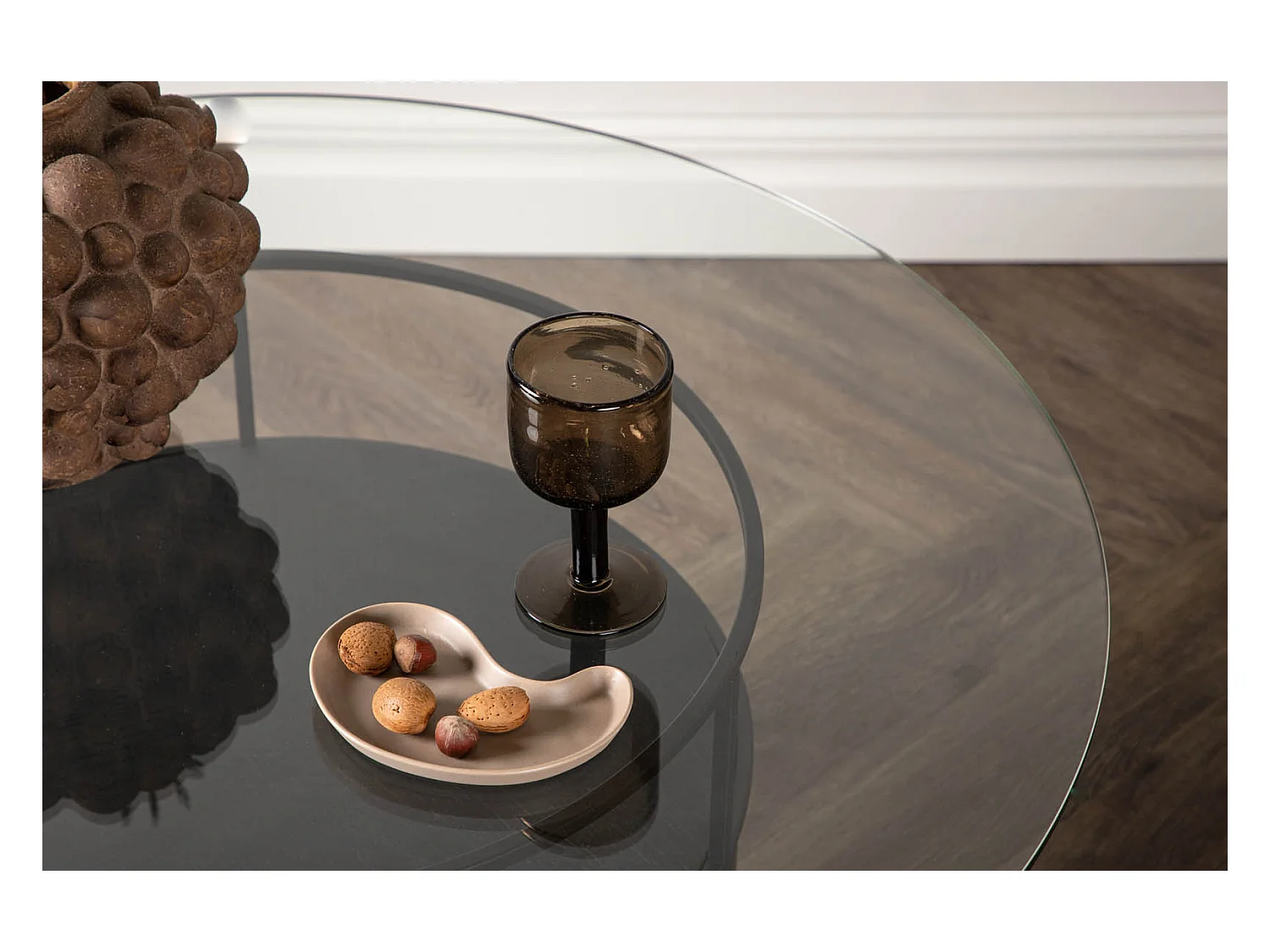 Bovall salontafel Ø90cm zwart, glas.