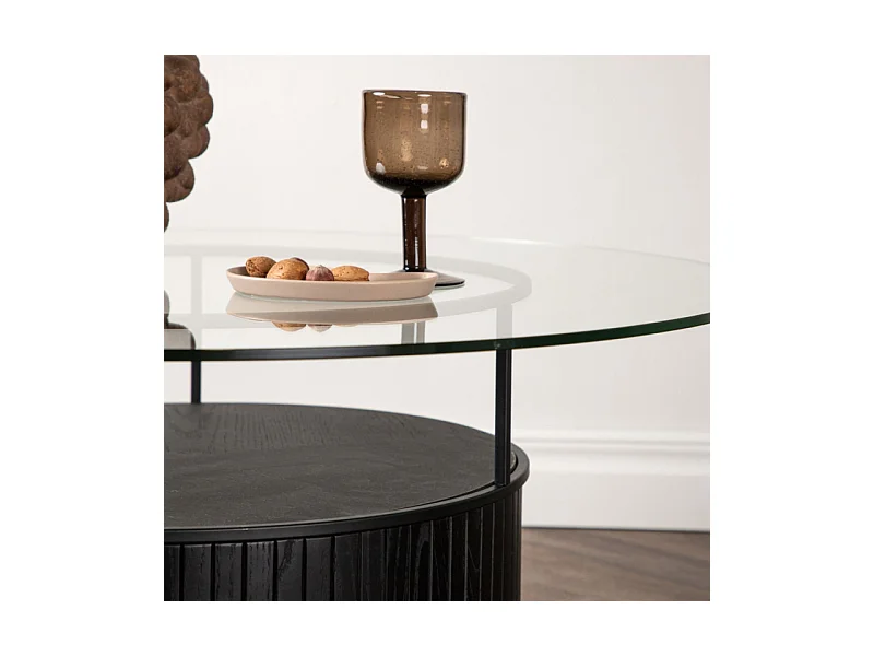 Bovall salontafel Ø90cm zwart, glas.