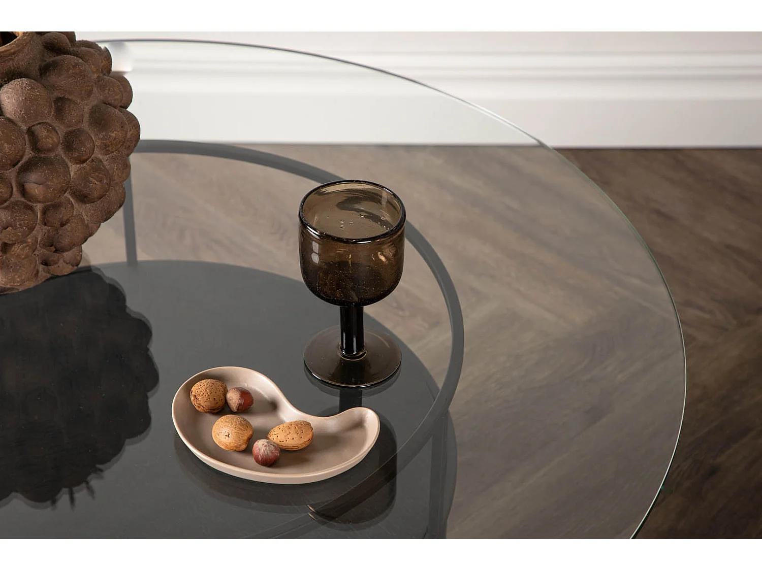 Bovall table basse ⌀90cm noir, verre.