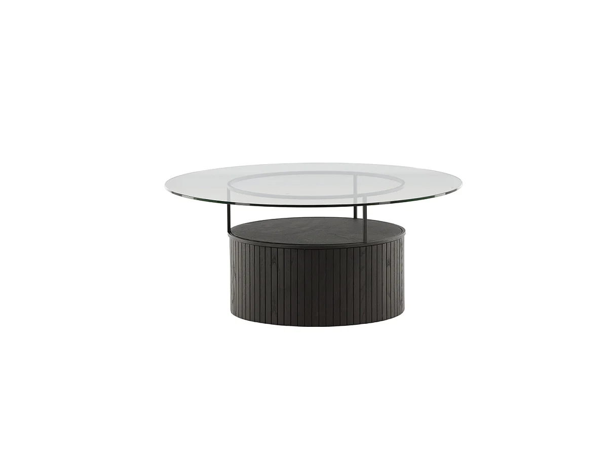 Mesa de centro Bovall Ø90cm negra, cristal.