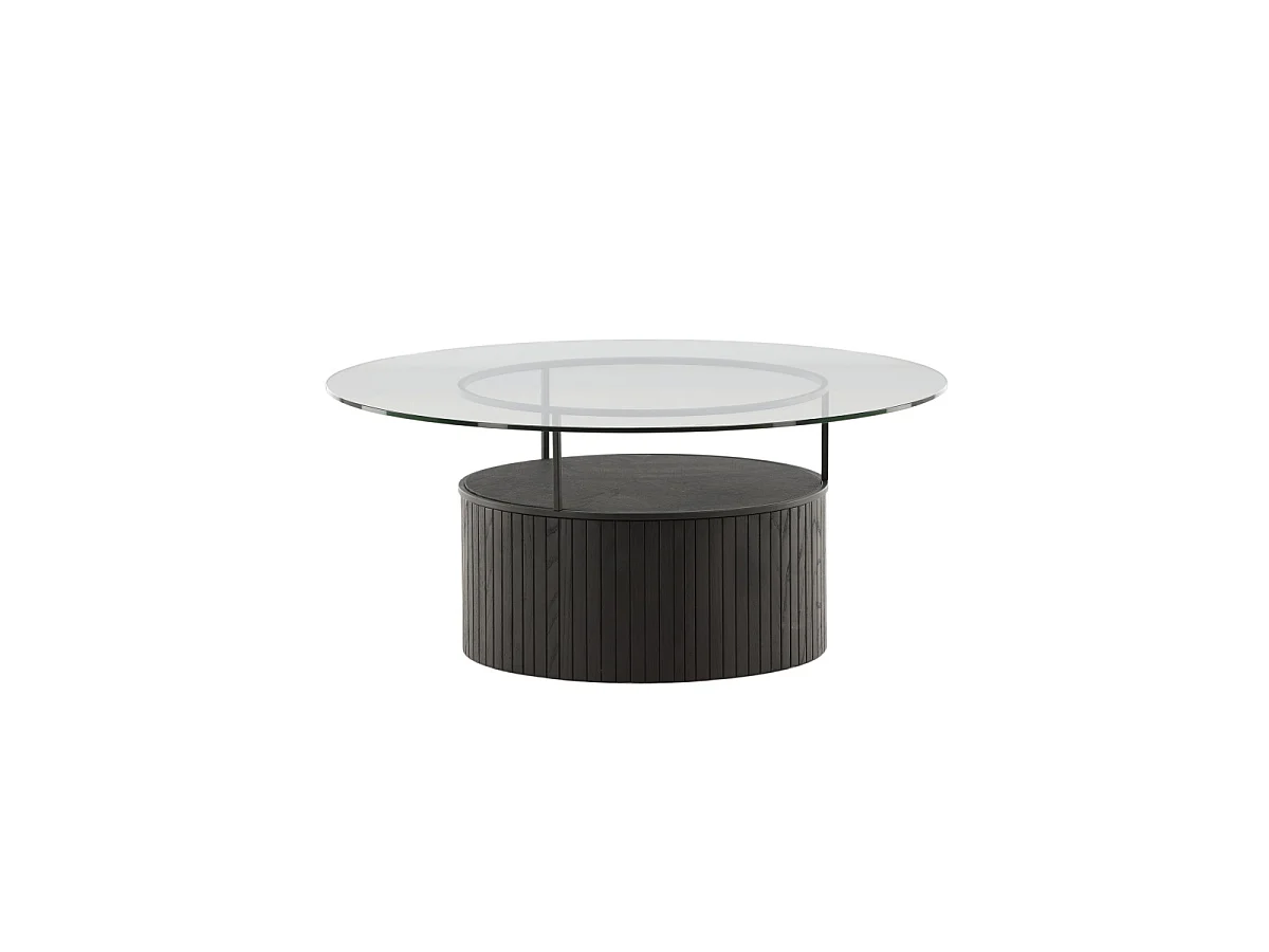 Mesa de centro Bovall Ø90cm negra, cristal.