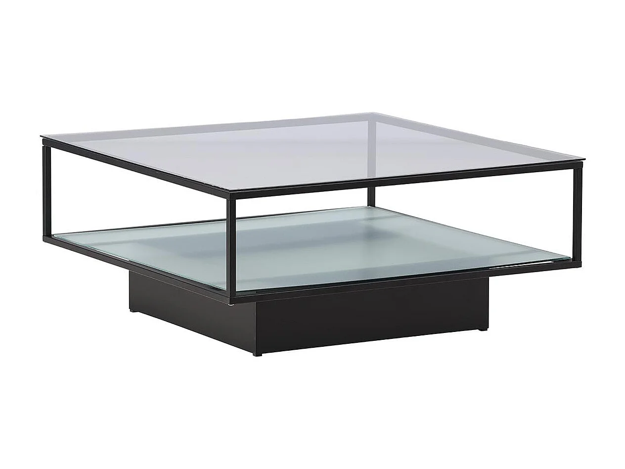 Table Basse Design en Verre "Maglehem" 90cm Noir