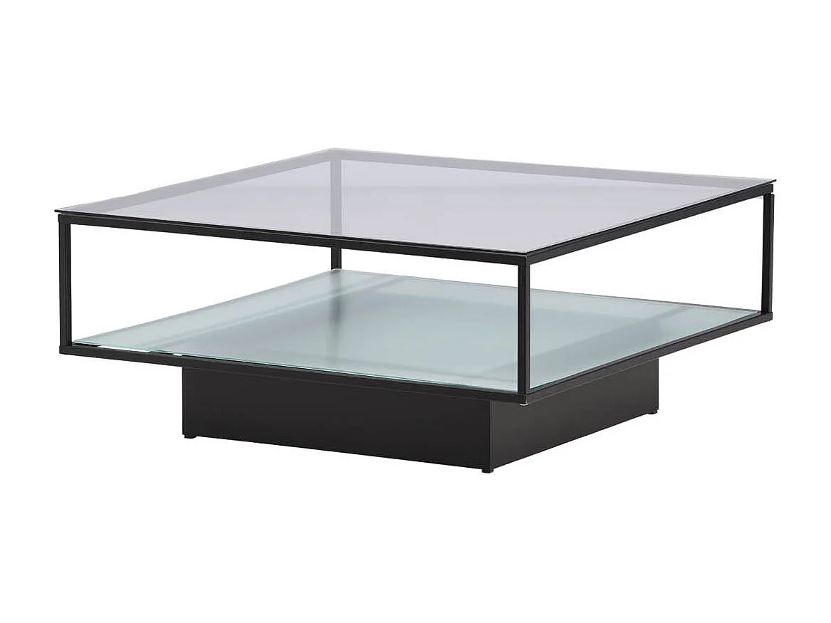 Maglehem table basse 90x90cm noir, verre.