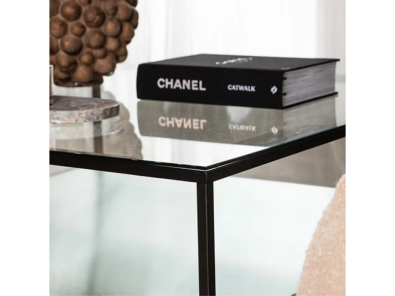 Maglehem table basse 90x90cm noir, verre.