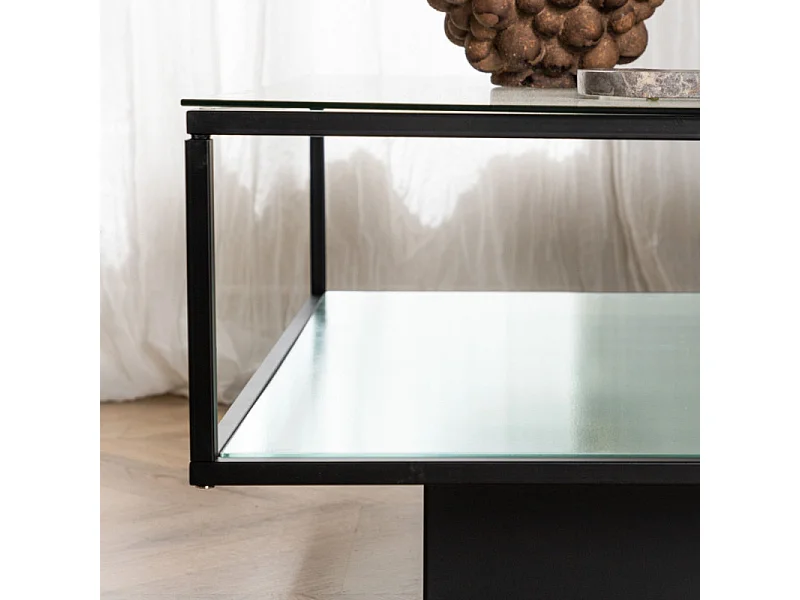 Maglehem table basse 90x90cm noir, verre.