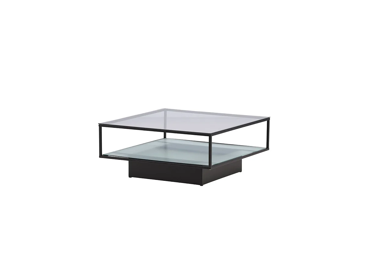 Table Basse Design en Verre "Maglehem" 90cm Noir