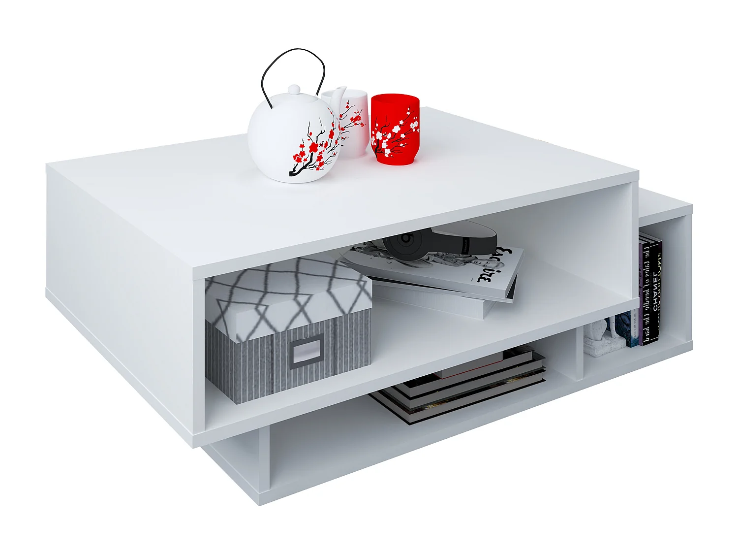 Side table & coffee table Esila White H. 35 x W. 88 x D. 50 cm