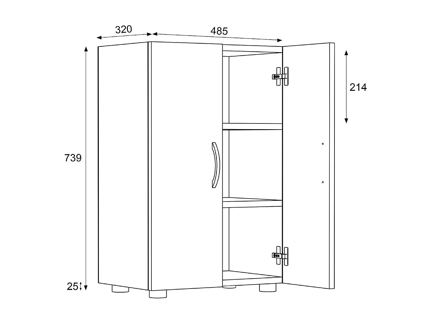 Shoe cabinet Ulas Anthracite H. 74 x W. 49 x D. 30 cm