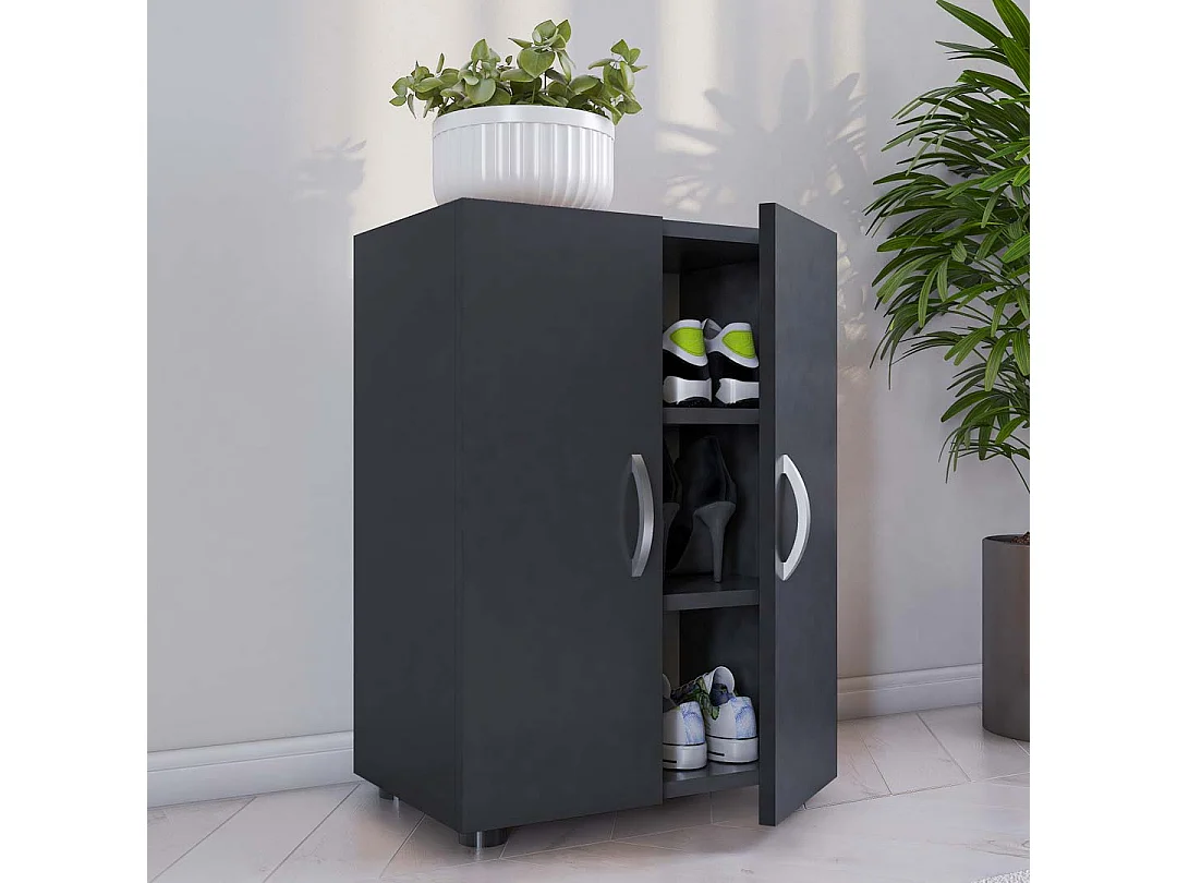 Shoe cabinet Ulas Anthracite H. 74 x W. 49 x D. 30 cm