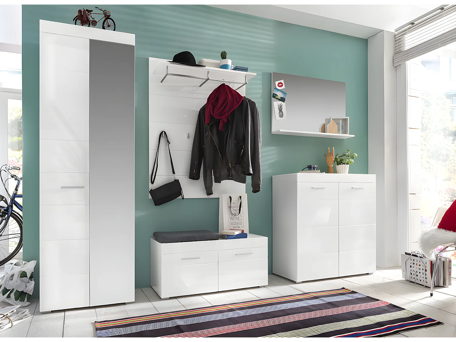 Amira Schuhschrank 2 Türen, weiss, weiss hochglanz.