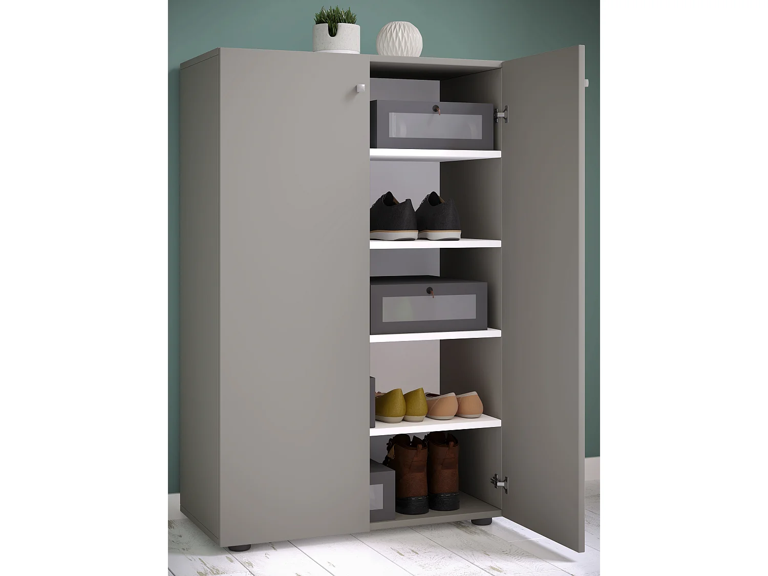 Shoe cabinet Lona Gray H. 110 x W. 70 x D. 39 cm