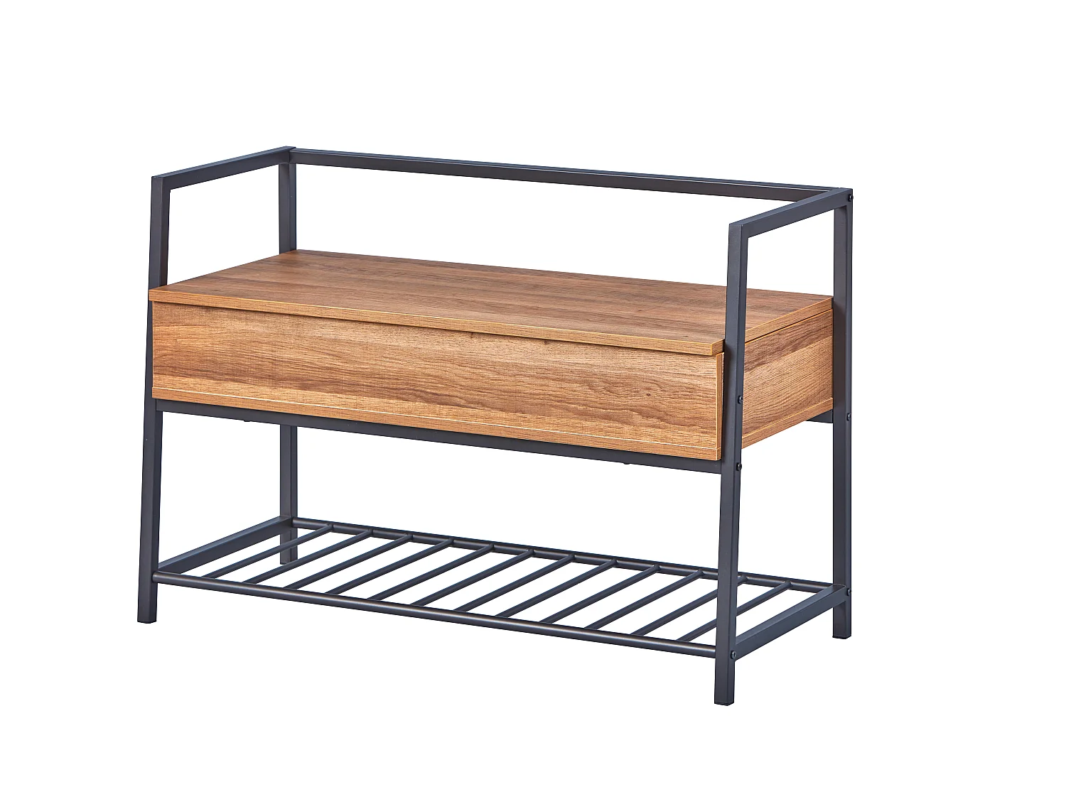 Sent Armoire à chaussures avec 1 tablette de rangement et 1 compartiment divisé, anthracite et imitation chêne.