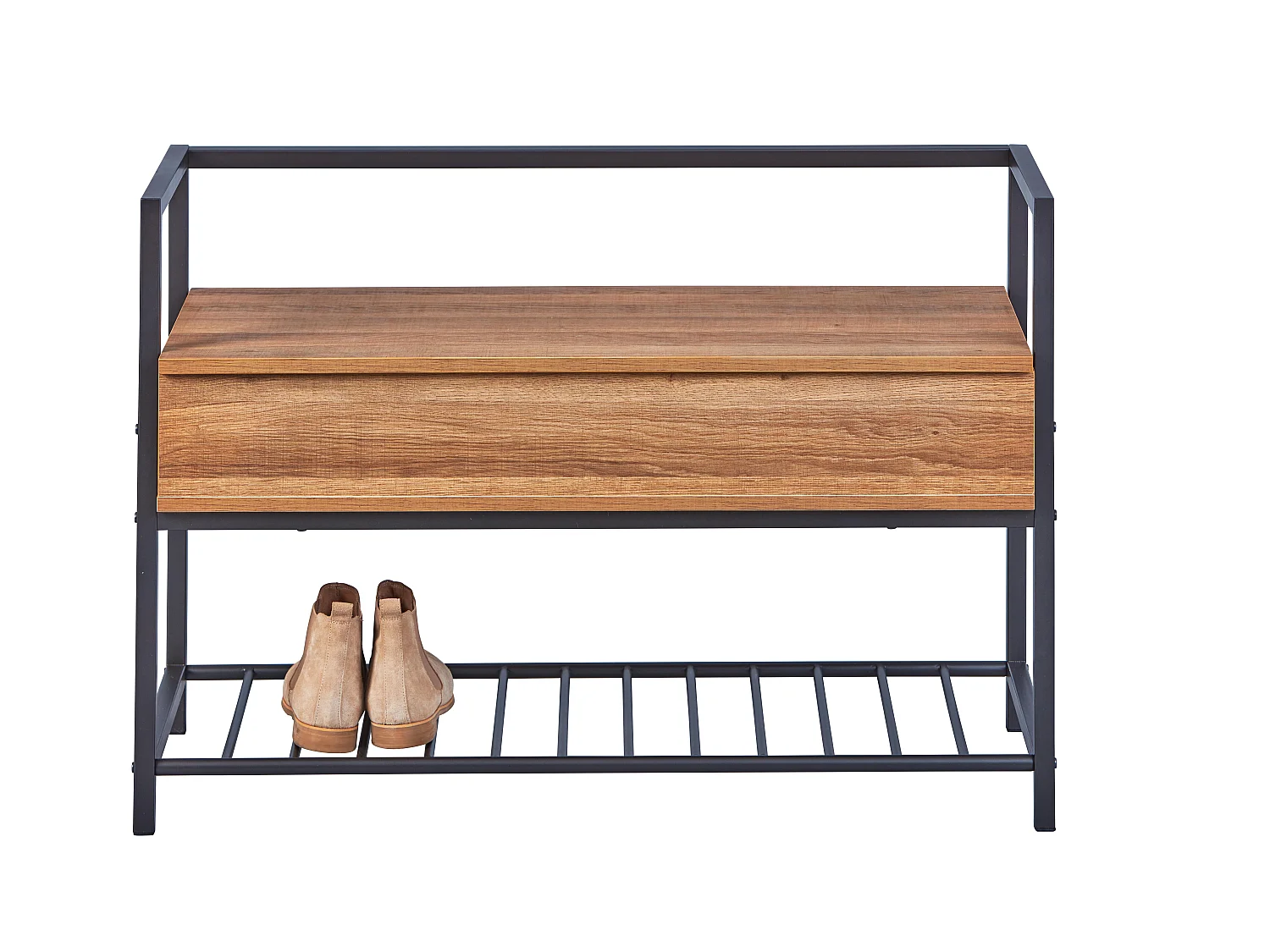 Sent Armoire à chaussures avec 1 tablette de rangement et 1 compartiment divisé, anthracite et imitation chêne.