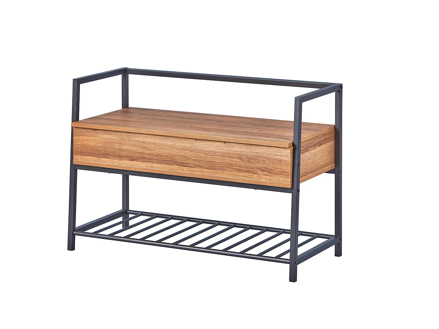 Sent schoenenkast met 1 plank en 1 gedeeld vak antraciet en eikenhouten decor.