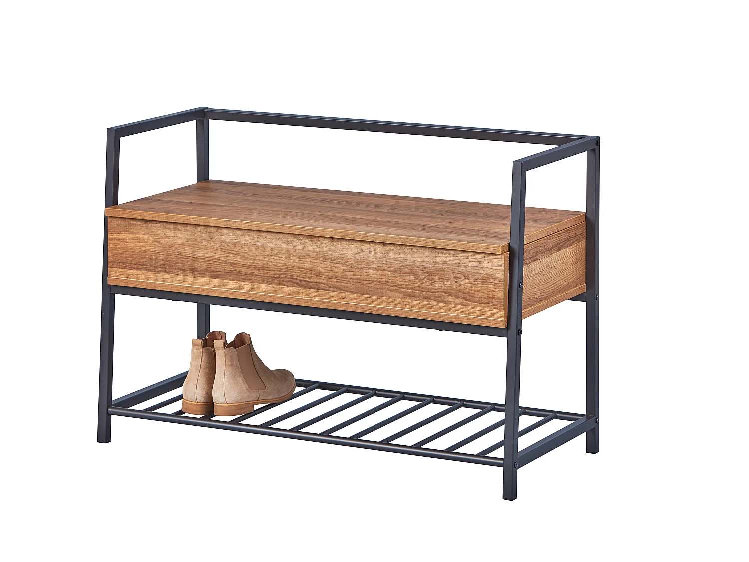 Sent Armoire à chaussures avec 1 tablette de rangement et 1 compartiment divisé, anthracite et imitation chêne.