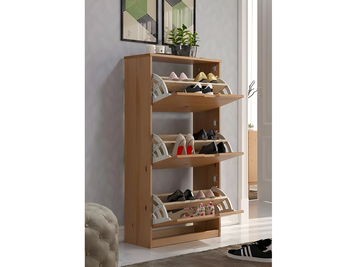 Mestre meuble à chaussures 3 claquement de porte miel.