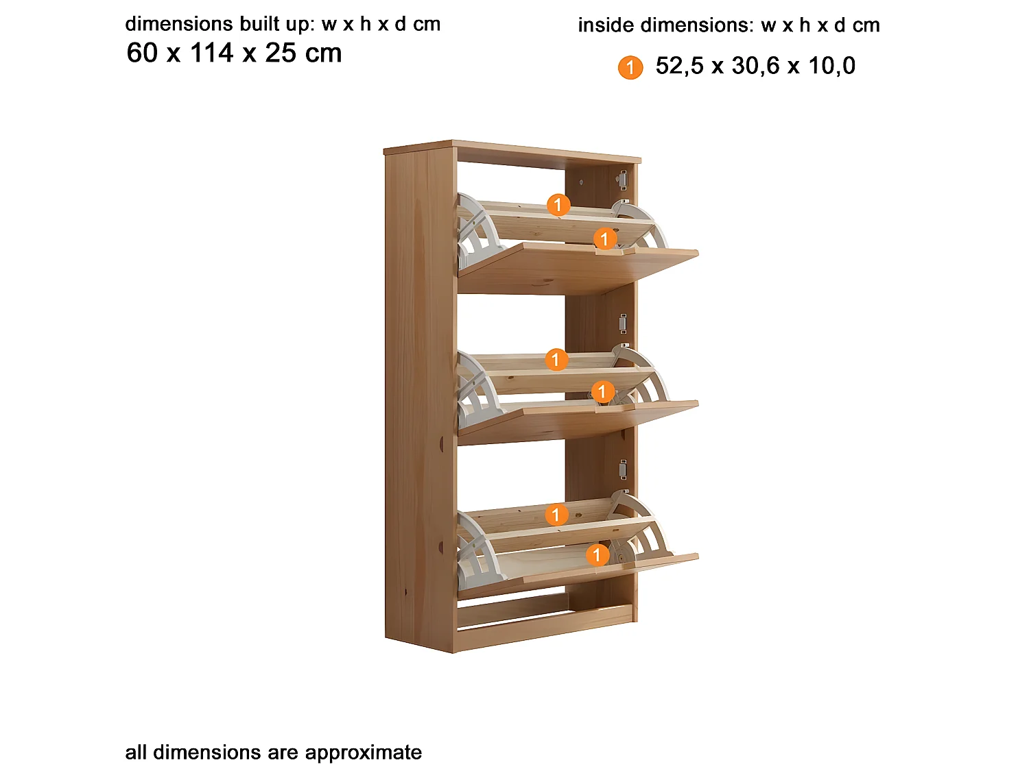 Mestre meuble à chaussures 3 claquement de porte miel.