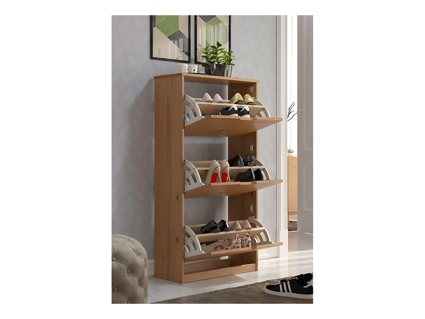 Mestre meuble à chaussures 3 claquement de porte miel.