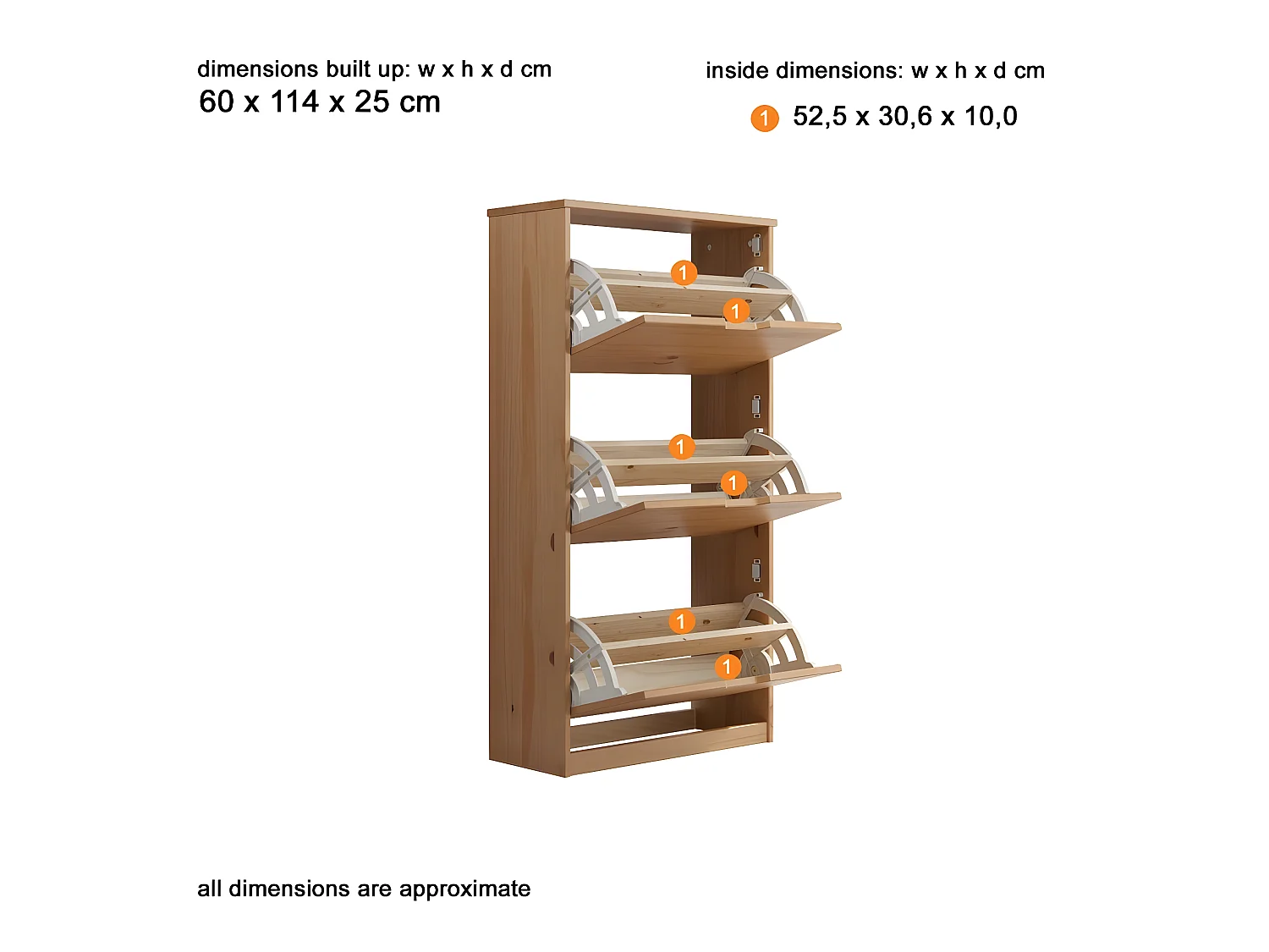 Mestre meuble à chaussures 3 claquement de porte miel.