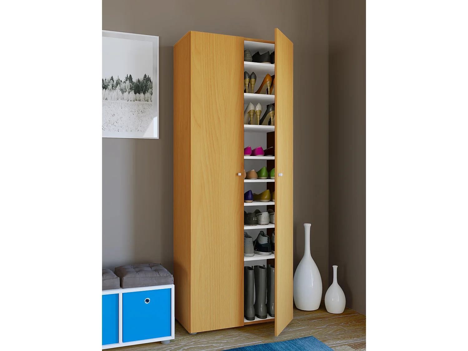 Shoe cabinet Vandol Book W. 70 x H. 178 x D. 40 cm