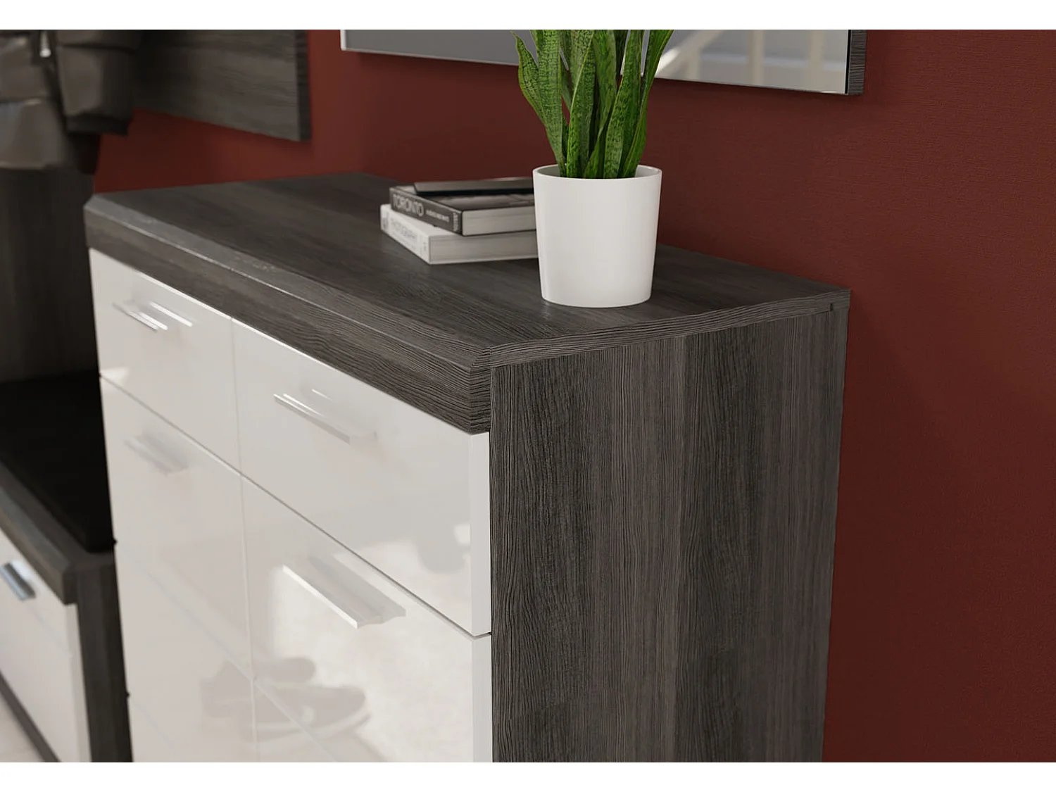 Scout schoenenkast 2 deuren, 2 laden grijs.