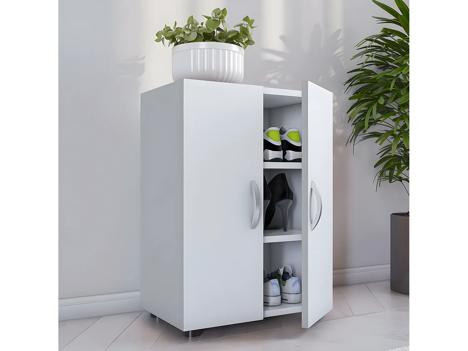 Bois Grande armoire à chaussures Étagère Ulas 3