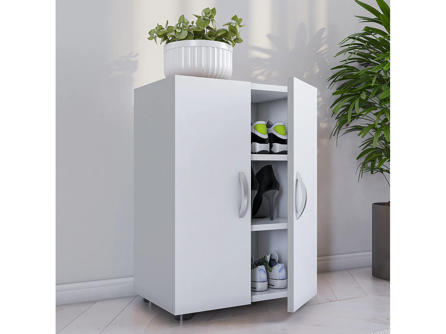 Bois Grande armoire à chaussures Étagère Ulas 3