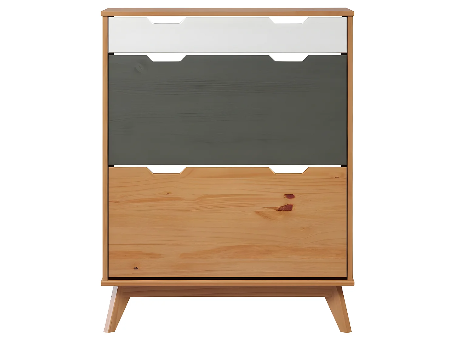 Scandik Schuhschrank 2 Klaptür, 1 Schublade honig,weiß,grau.