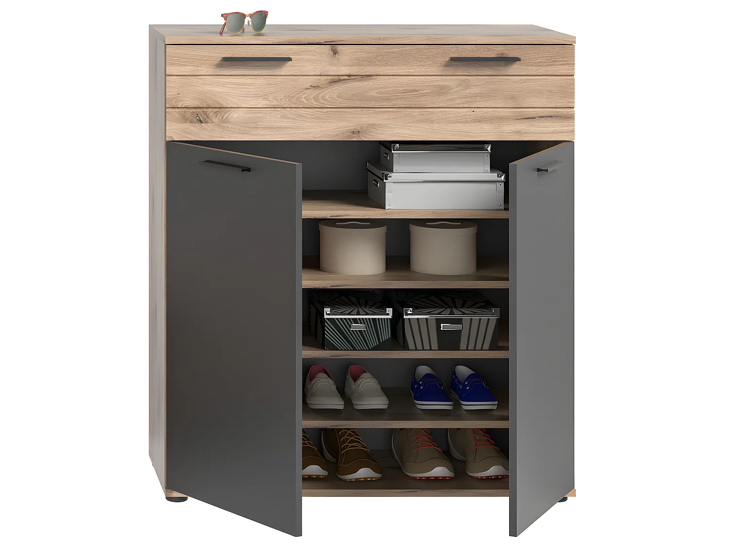 Mason Schuhschrank 2 Türen, 1 Schublade Eiche dekor.