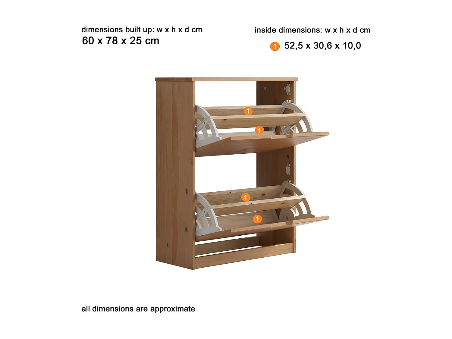 Meuble à chaussures bois de pin naturel Louis