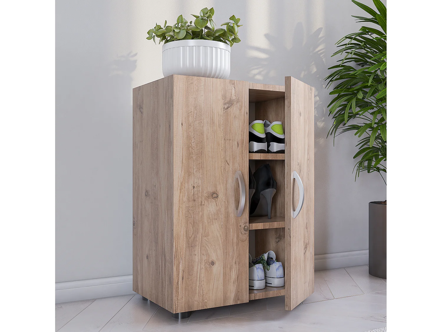 Shoe cabinet Ulas Honey oak H. 74 x W. 49 x D. 30 cm