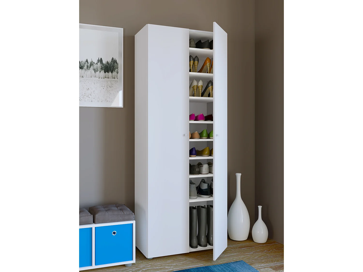 Shoe cabinet Vandol White W. 70 x H. 178 x D. 40 cm