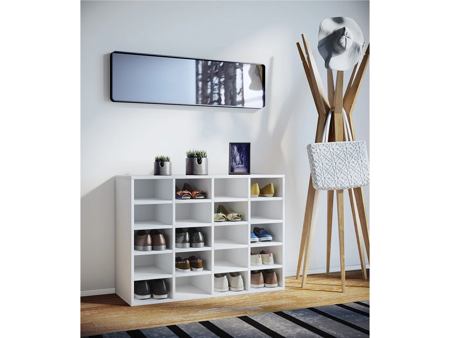 Hinsol L Armoire à chaussures à 20 compartiments, blanc.