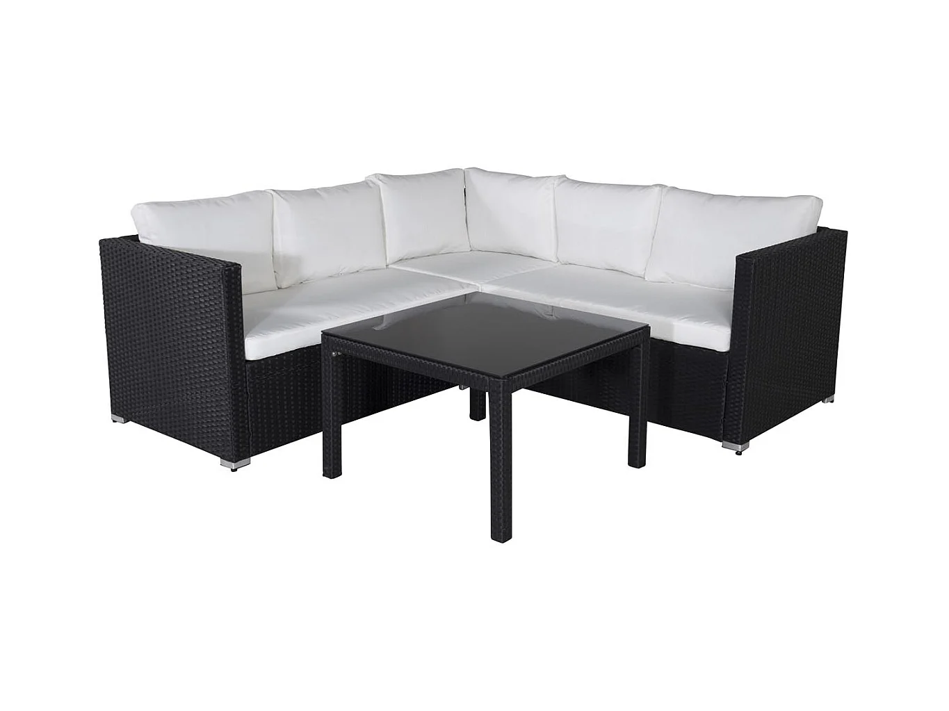 Salon d'Angle de Jardin "Kuba" 180cm Noir & Blanc
