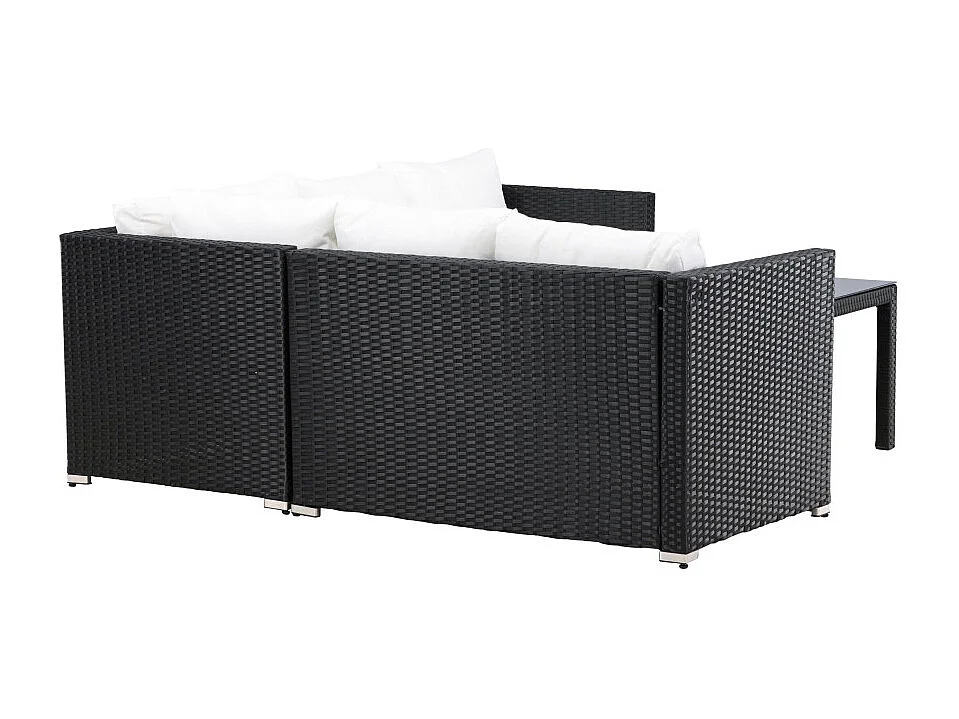 Salon d'Angle de Jardin "Kuba" 180cm Noir & Blanc