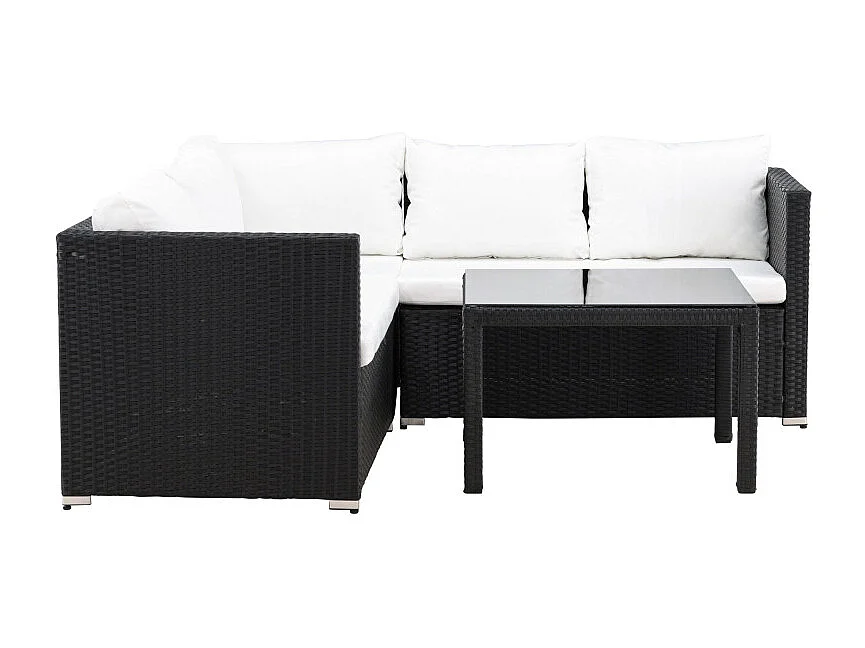 Salon d'Angle de Jardin "Kuba" 180cm Noir & Blanc